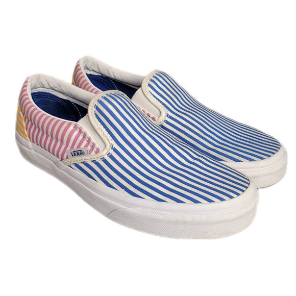 Vans Classic Slip On Deck Club Mixed Stripes Multicolor Sneakers sz 7 (women's) - Picture 2 of 10